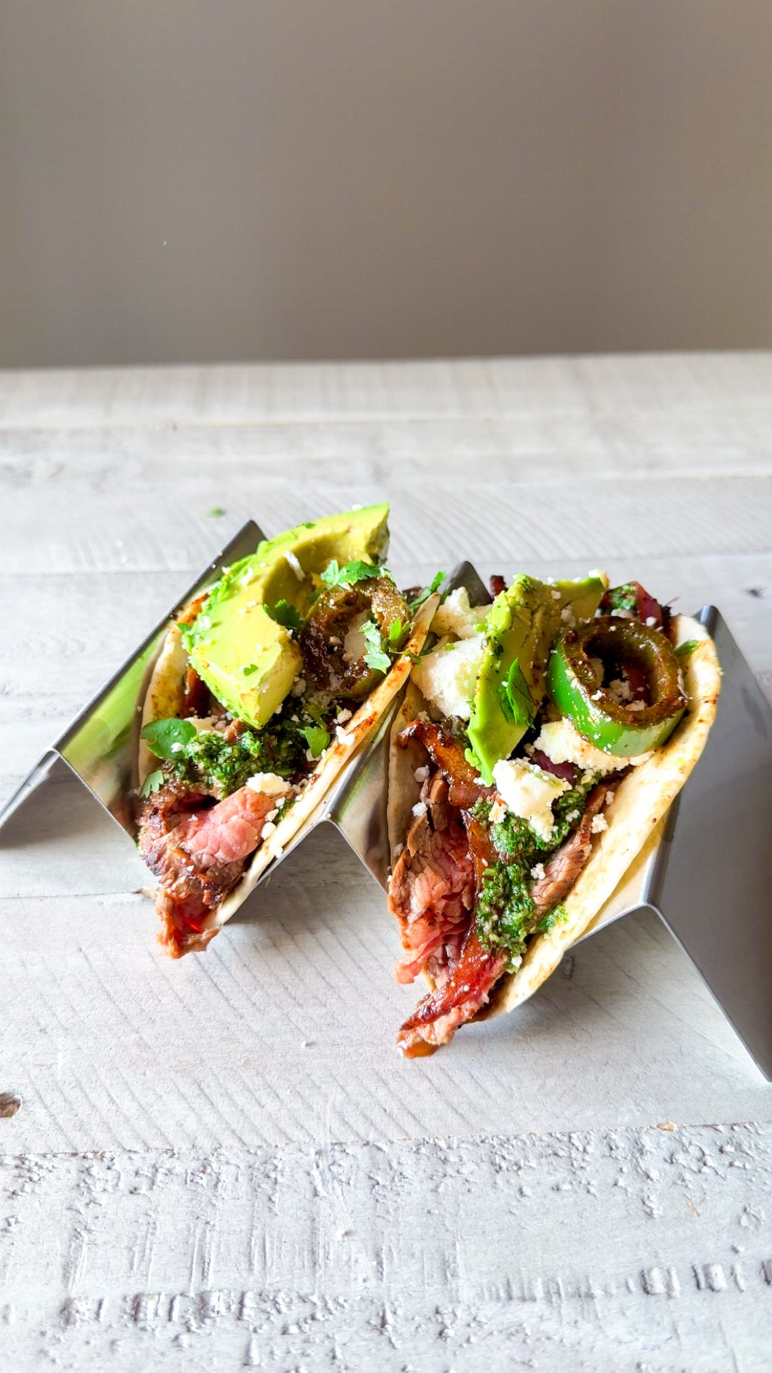 Flank Steak Tacos with Chimichurri Sauce