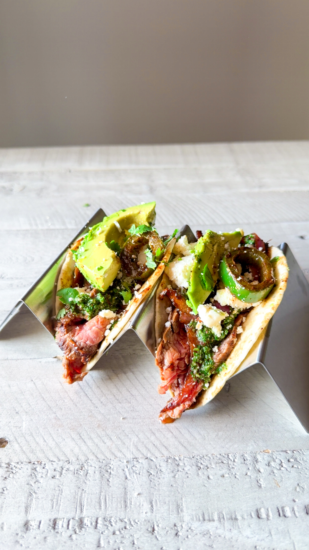 Flank Steak Tacos with Chimichurri Sauce